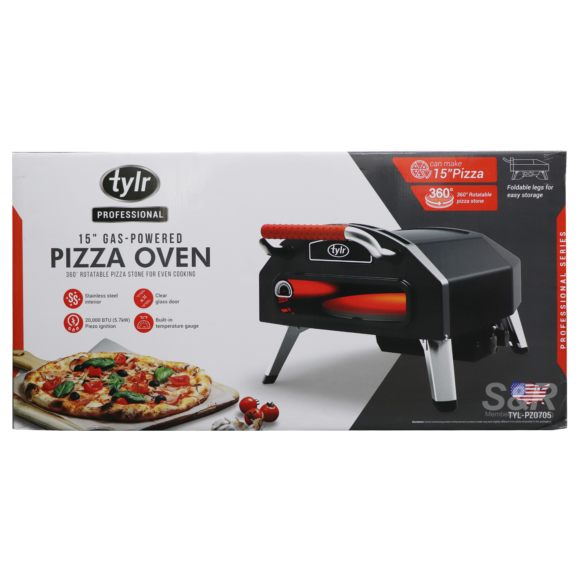 Tylr Professional 15in Gas-Powered Pizza Oven TYL-PZ07075 Tylr Professional 15in Gas-Powered Pizza Oven TYL-PZ07075